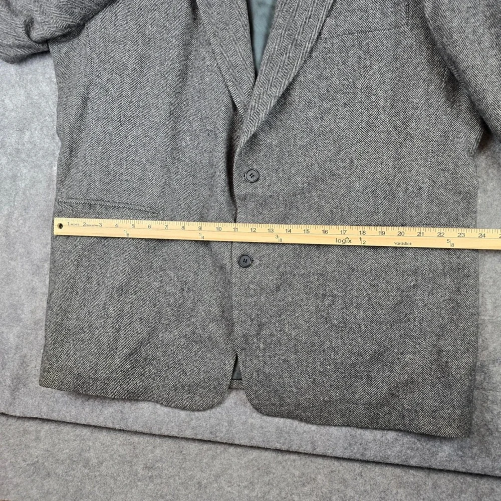 Gianfranco Ruffin Italy Mens Grey Herringbone Camel Hair Blend Blazer Size 48L